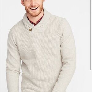 Men's Cream Sweater with Shawl Collar
